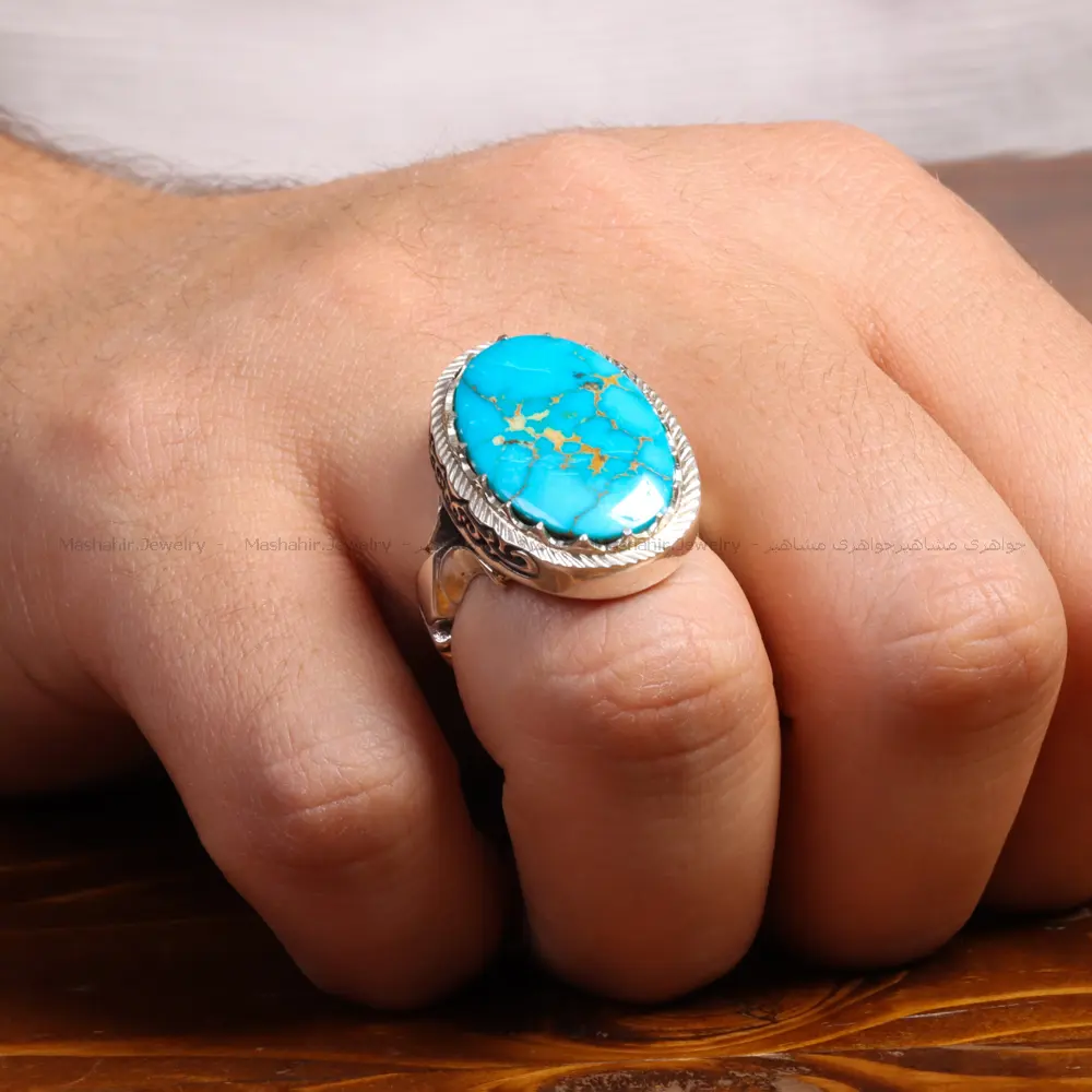 انگشتر فیروزه شجری مردانه کد 32880