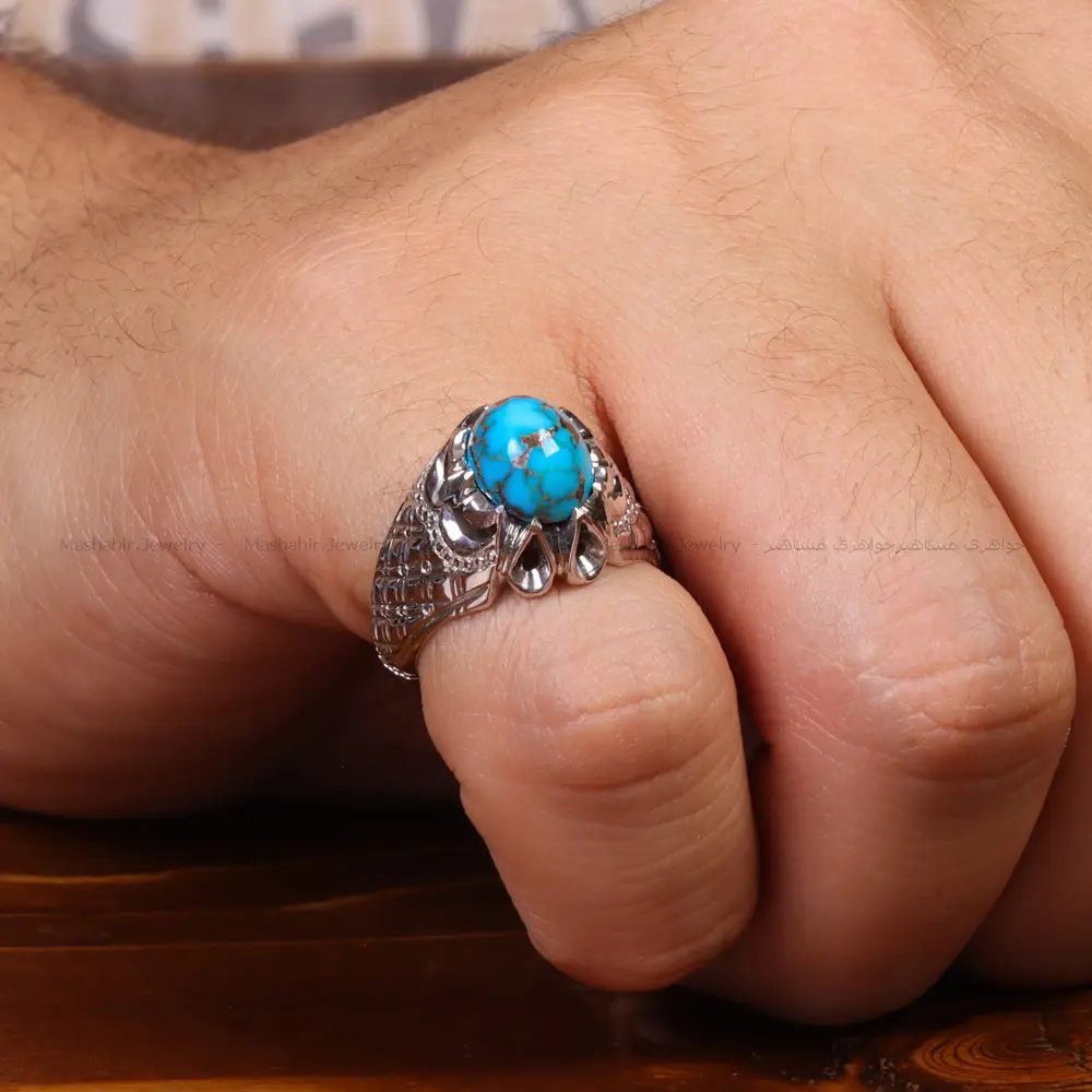 انگشتر فیروزه شجری مردانه کد 33352