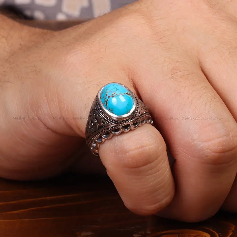 انگشتر فیروزه شجری مردانه کد 33359
