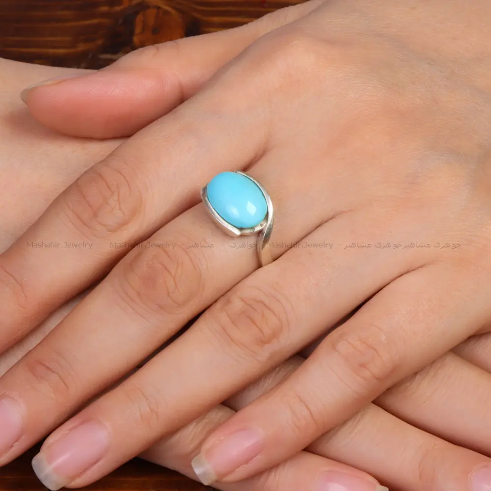 انگشتر فیروزه عجمی زنانه کد 34105