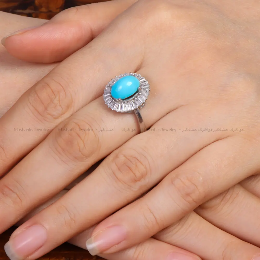 انگشتر فیروزه عجمی زنانه کد 34133