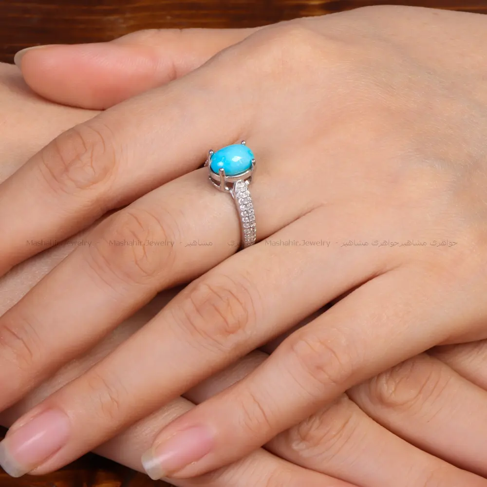 انگشتر فیروزه عجمی زنانه کد 34144