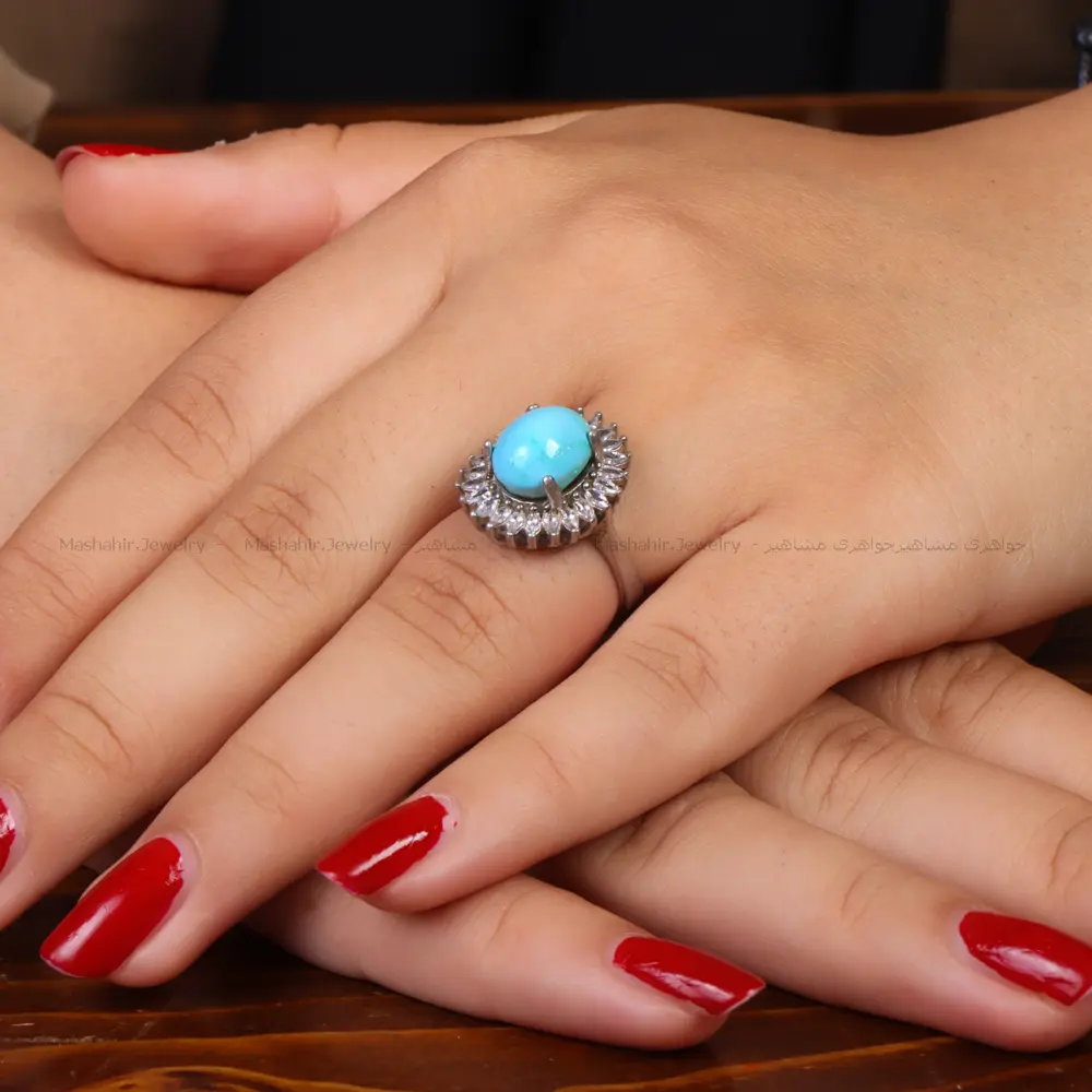 انگشتر فیروزه عجمی زنانه کد 34734
