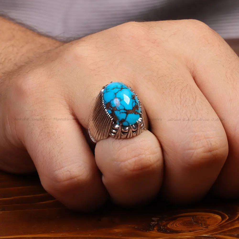 انگشتر فیروزه شجری مردانه کد34901