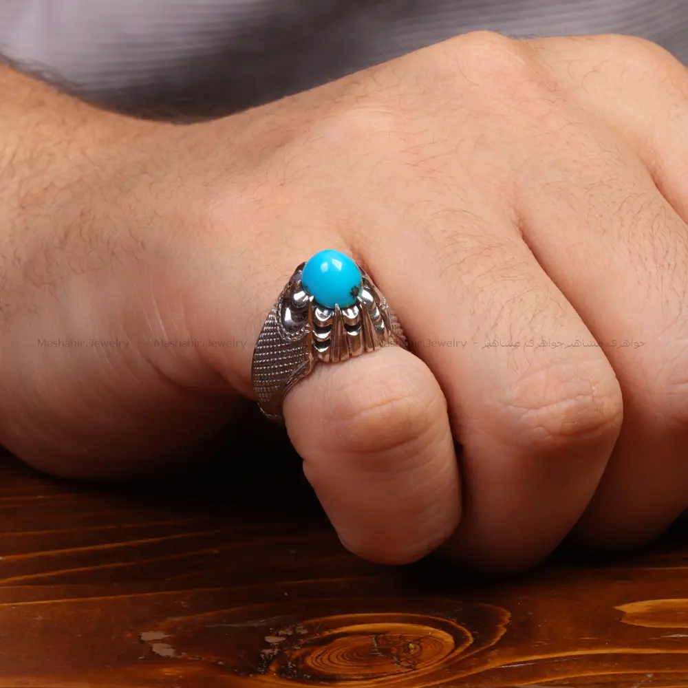 انگشتر فیروزه شجری مردانه کد34903