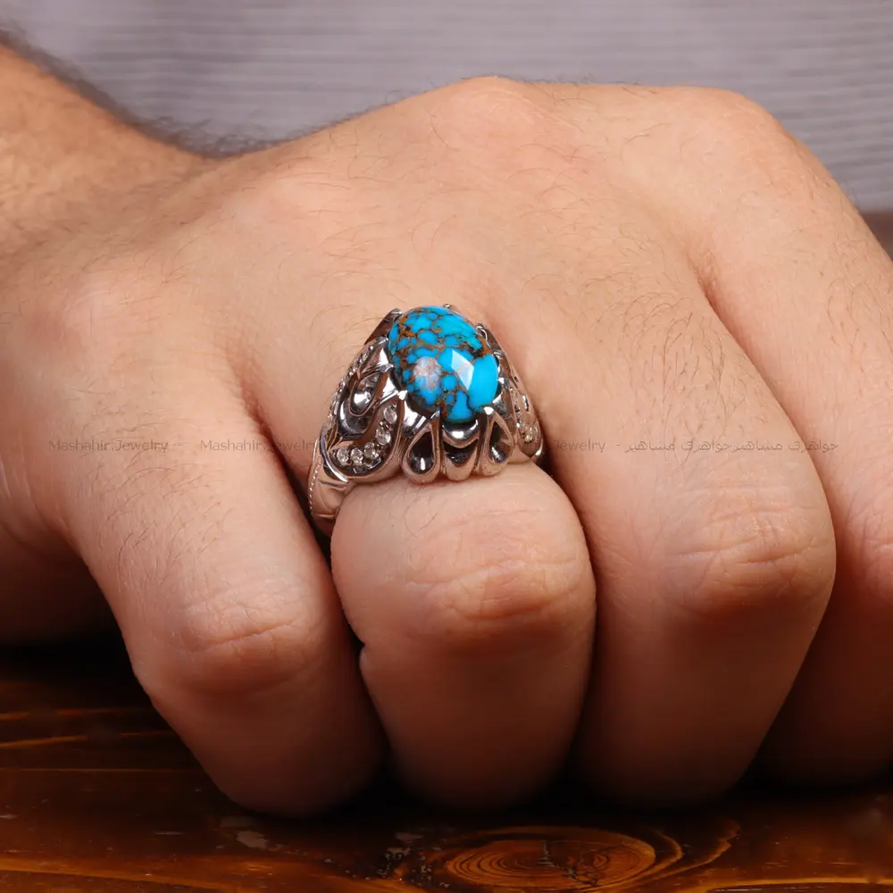 انگشتر فیروزه شجری مردانه کد34910