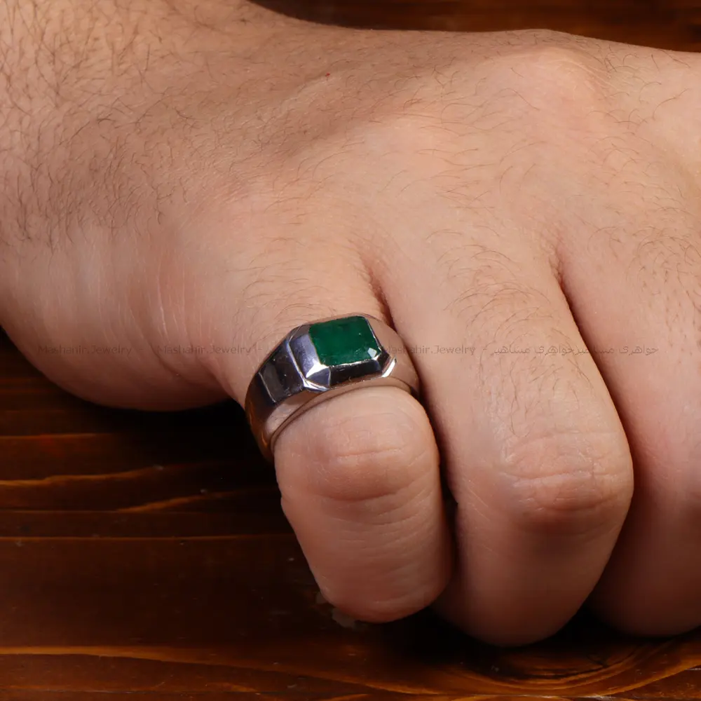 انگشتر زمرد مردانه کد 35045