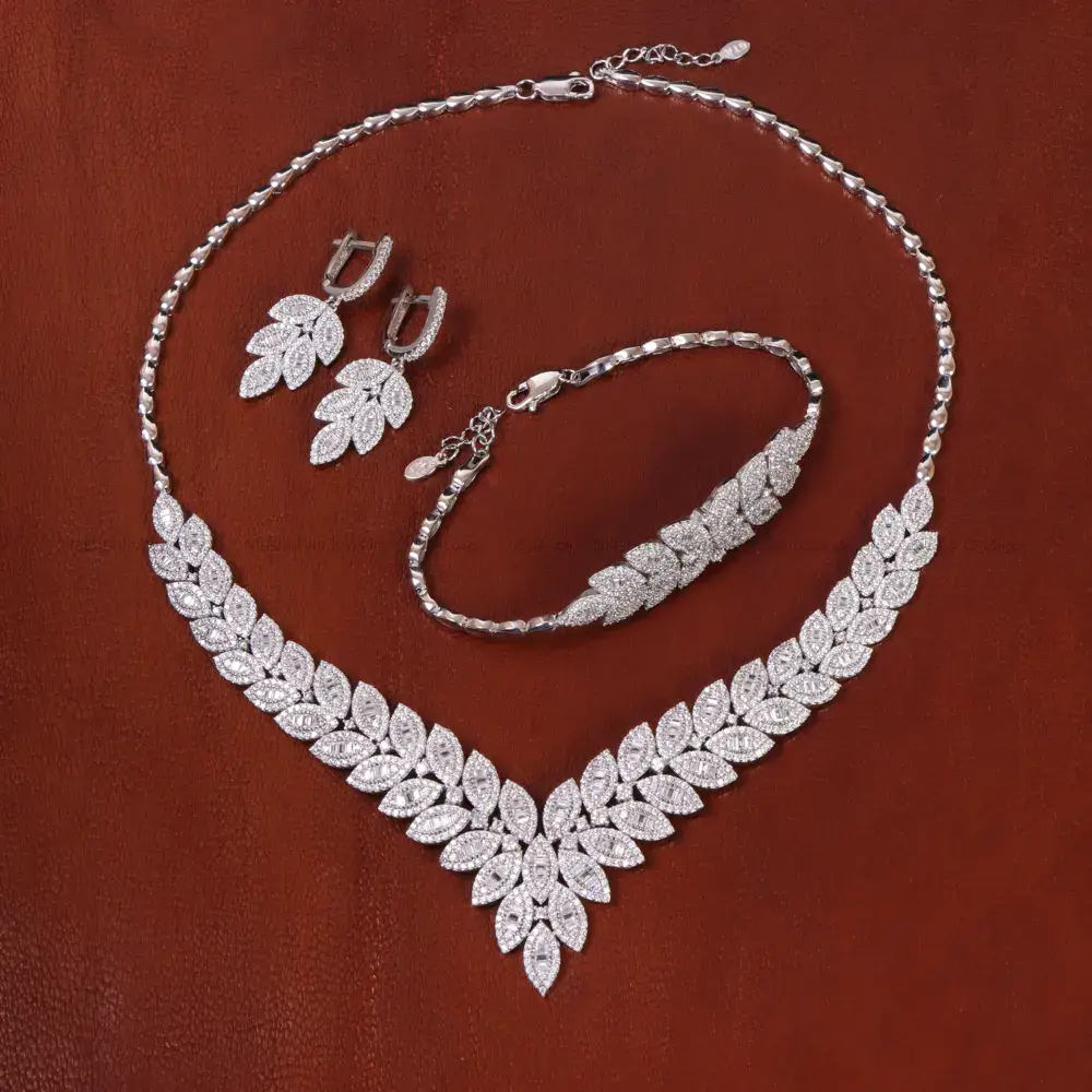 سرویس نقره زنانه طرح جواهر کد 35592
