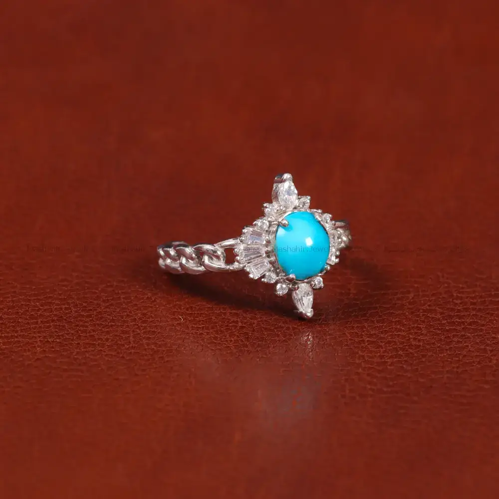 انگشتر فیروزه عجمی زنانه کد 35761