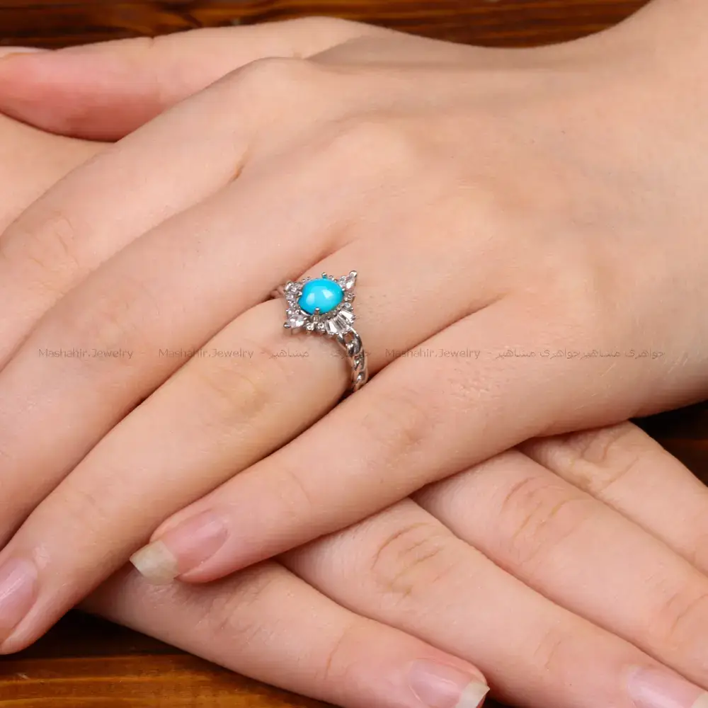 انگشتر فیروزه عجمی زنانه کد 35761