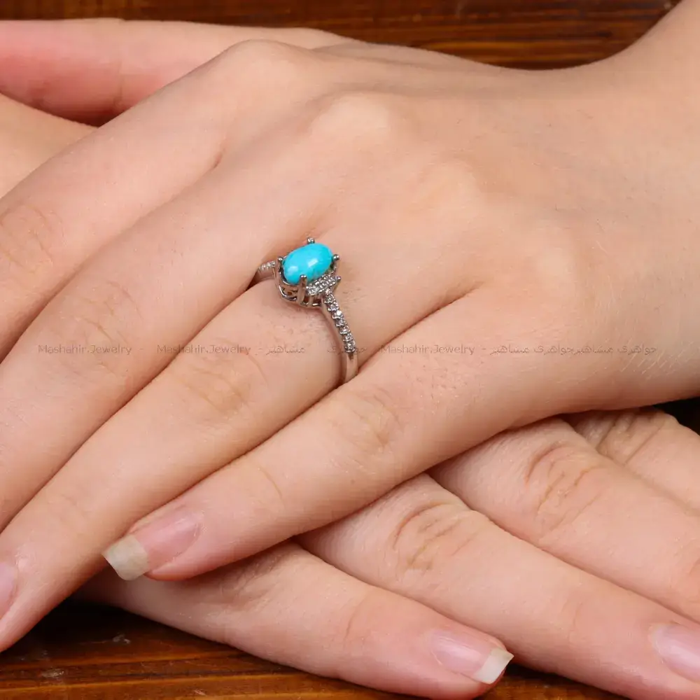 انگشتر فیروزه عجمی زنانه کد 35762
