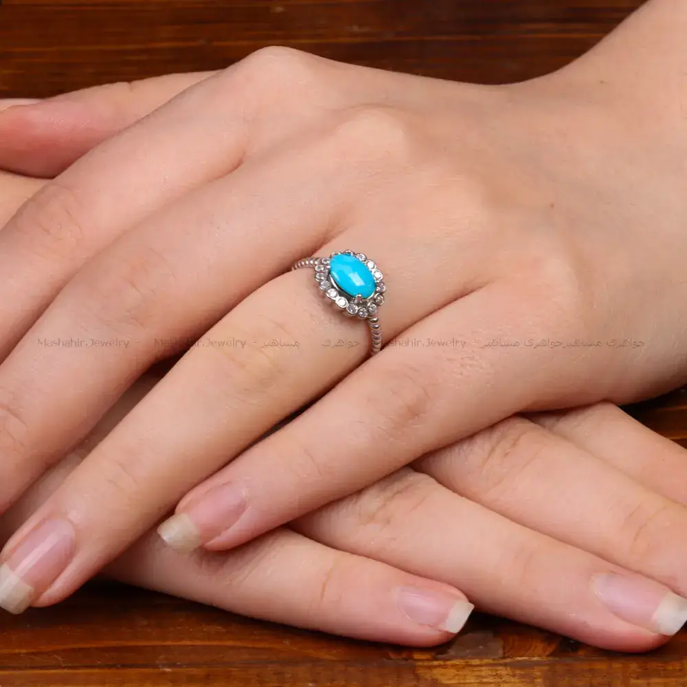 انگشتر فیروزه عجمی زنانه کد 35770