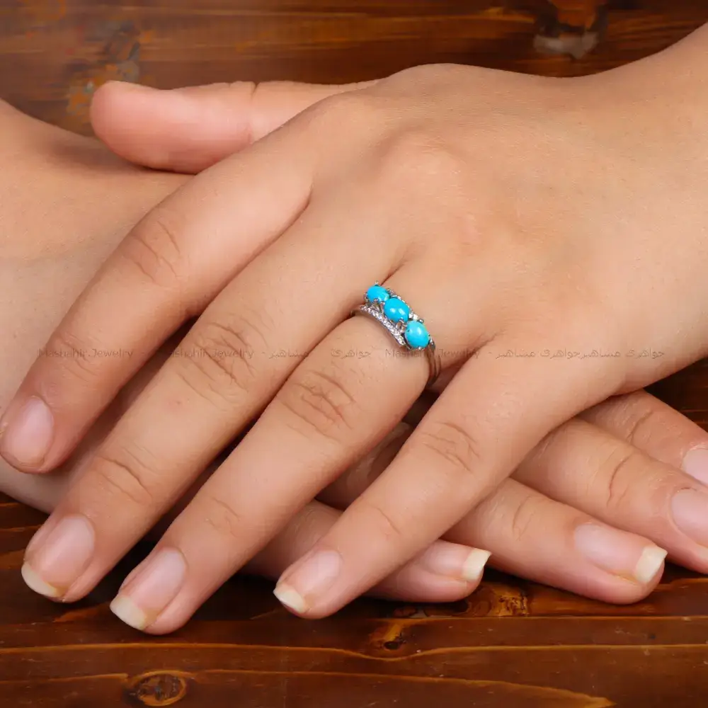 انگشتر فیروزه عجمی زنانه کد 35371