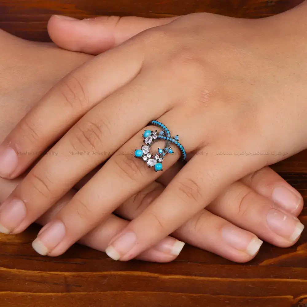 انگشتر فیروزه عجمی زنانه کد 35429