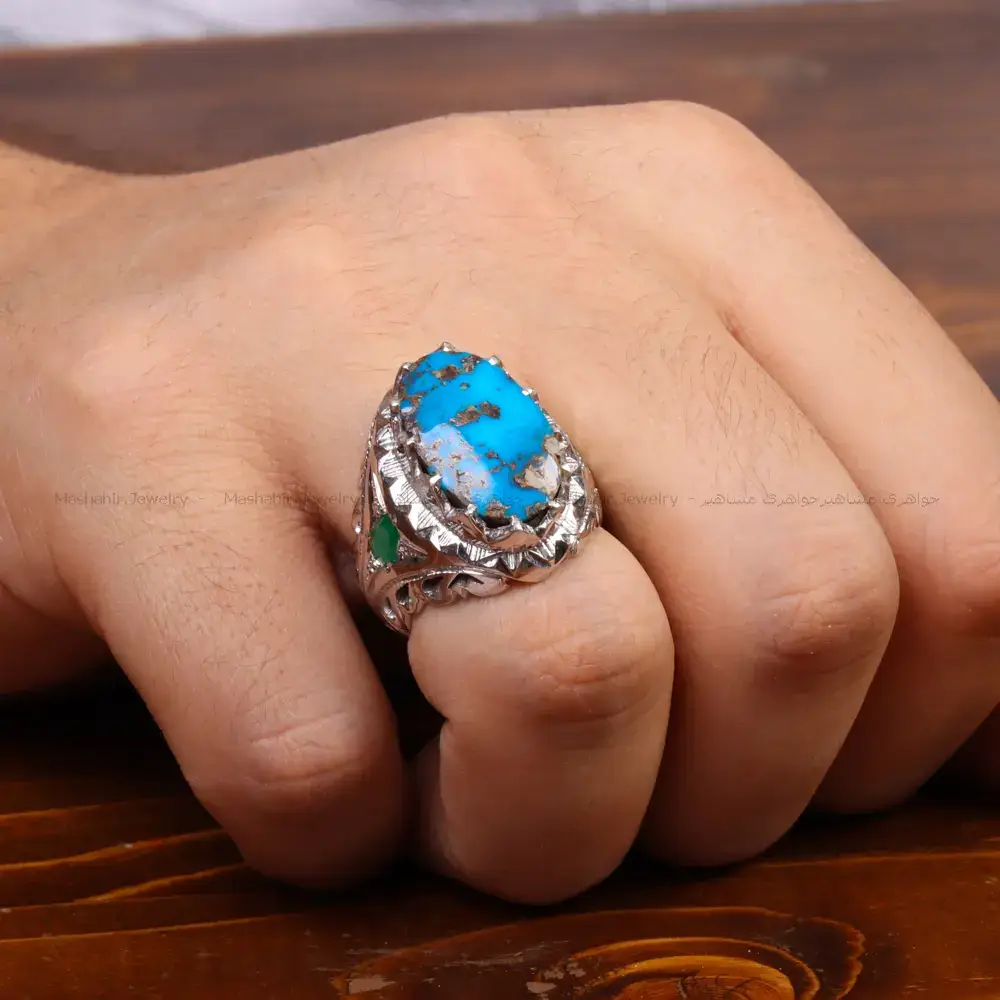 انگشتر فیروزه شجری مردانه کد 35776