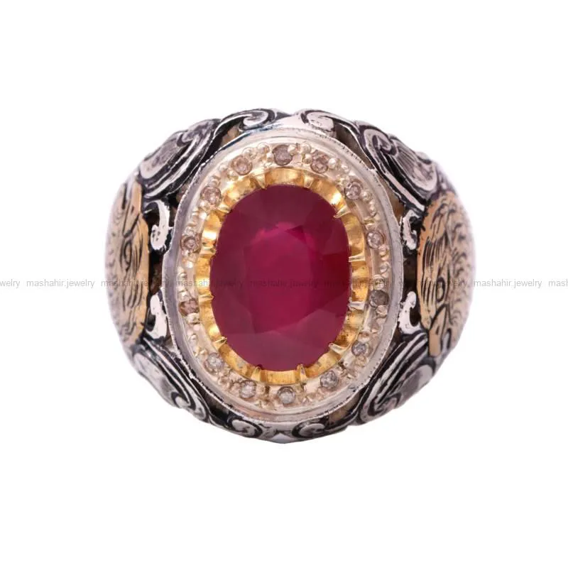 انگشتر ياقوت سرخ مردانه کد 2