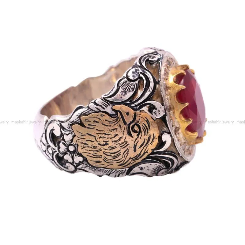 انگشتر ياقوت سرخ مردانه کد 2