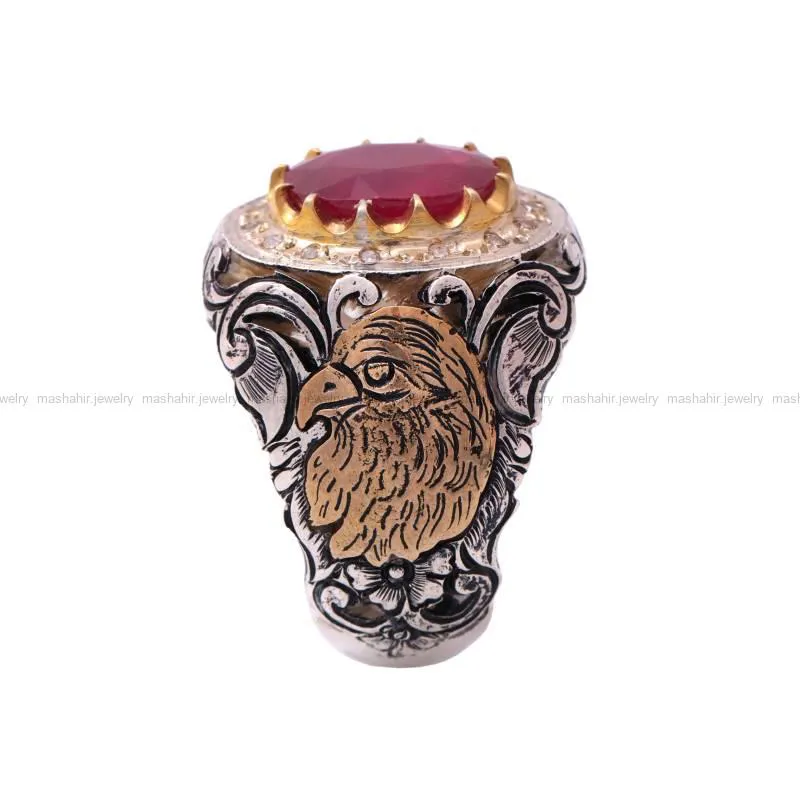 انگشتر ياقوت سرخ مردانه کد 2