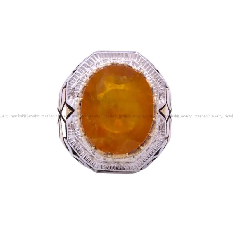 انگشتر ياقوت زرد مردانه کد 35