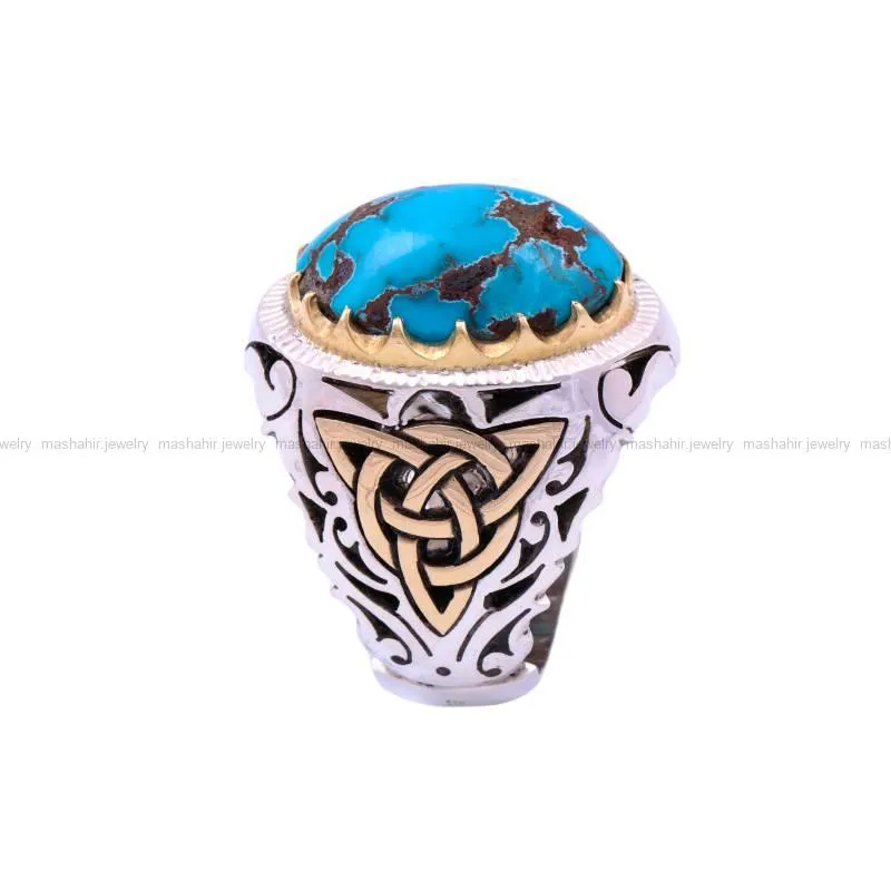 انگشتر فیروزه شجری مردانه کد 48