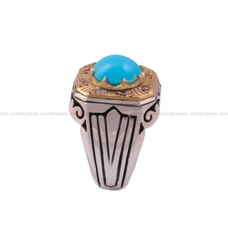 انگشتر فیروزه عجمی مردانه