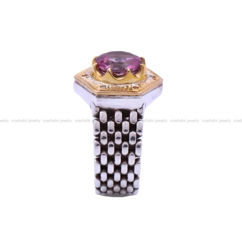 انگشتر توپاز صورتي مردانه