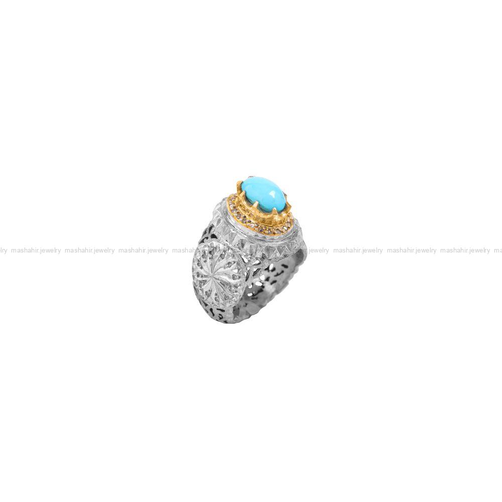 انگشتر فیروزه عجمی مردانه کد 592