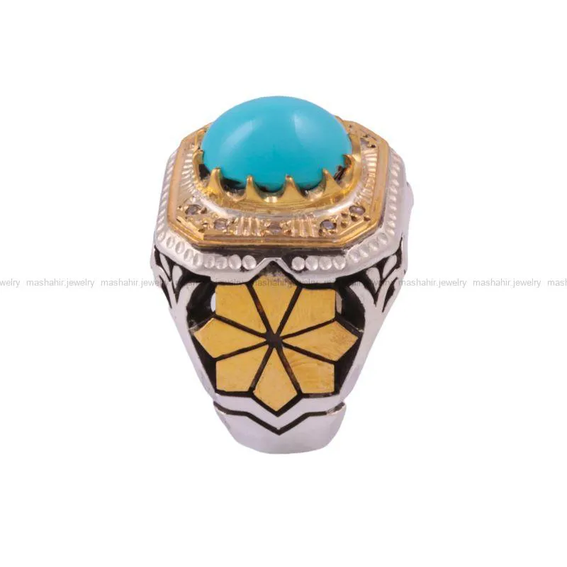 انگشتر فیروزه عجمی مردانه کد 82