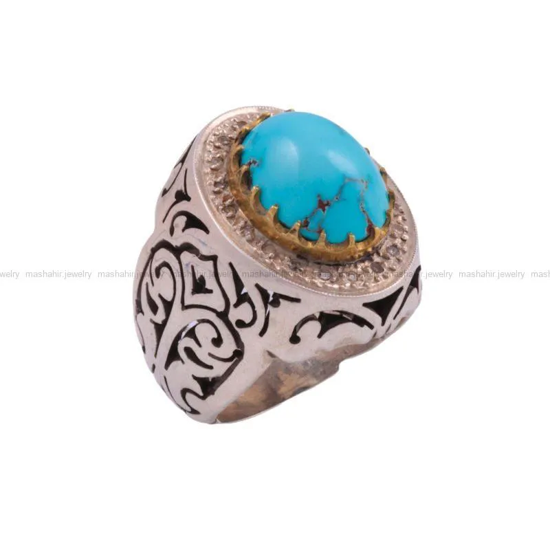انگشتر فیروزه شجری مردانه کد 83