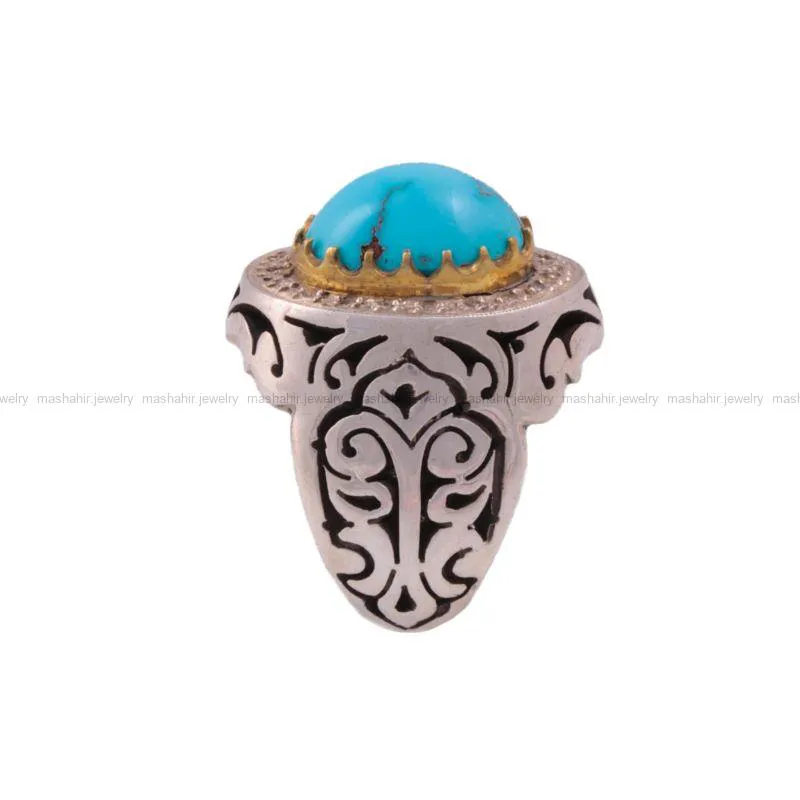 انگشتر فیروزه شجری مردانه کد 83