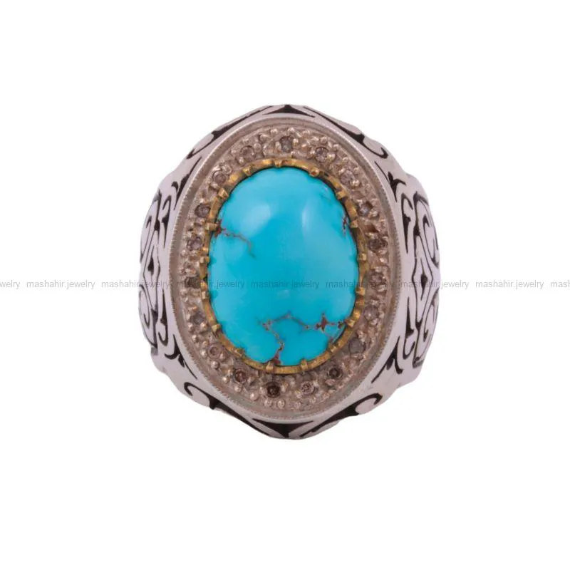 انگشتر فیروزه شجری مردانه کد 83