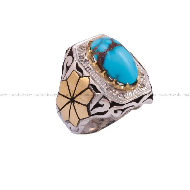 انگشتر فیروزه شجری مردانه کد 84