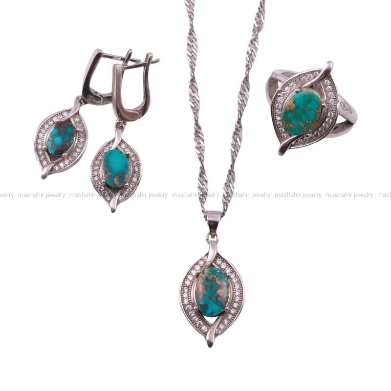 نیم ست فیروزه زنانه کد 111