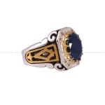 انگشتر ياقوت کبود مردانه کد 153