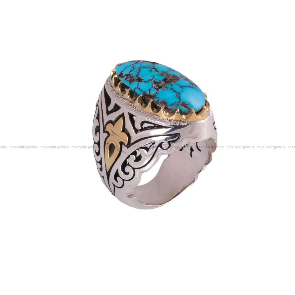انگشتر فيروزه شجري مردانه کد 176