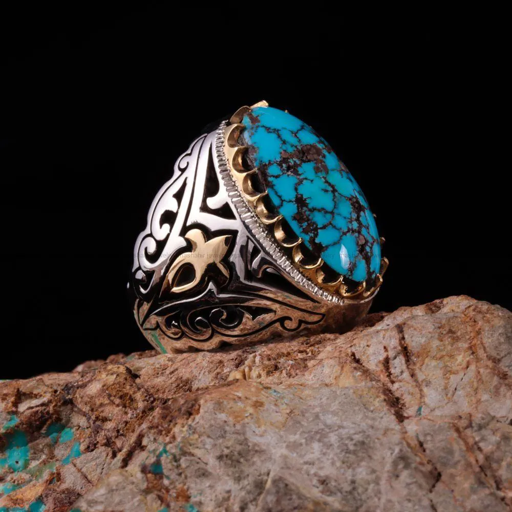 انگشتر فيروزه شجري مردانه کد 176