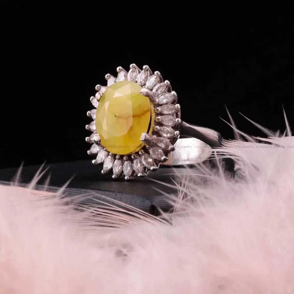 انگشتر ياقوت زرد زنانه