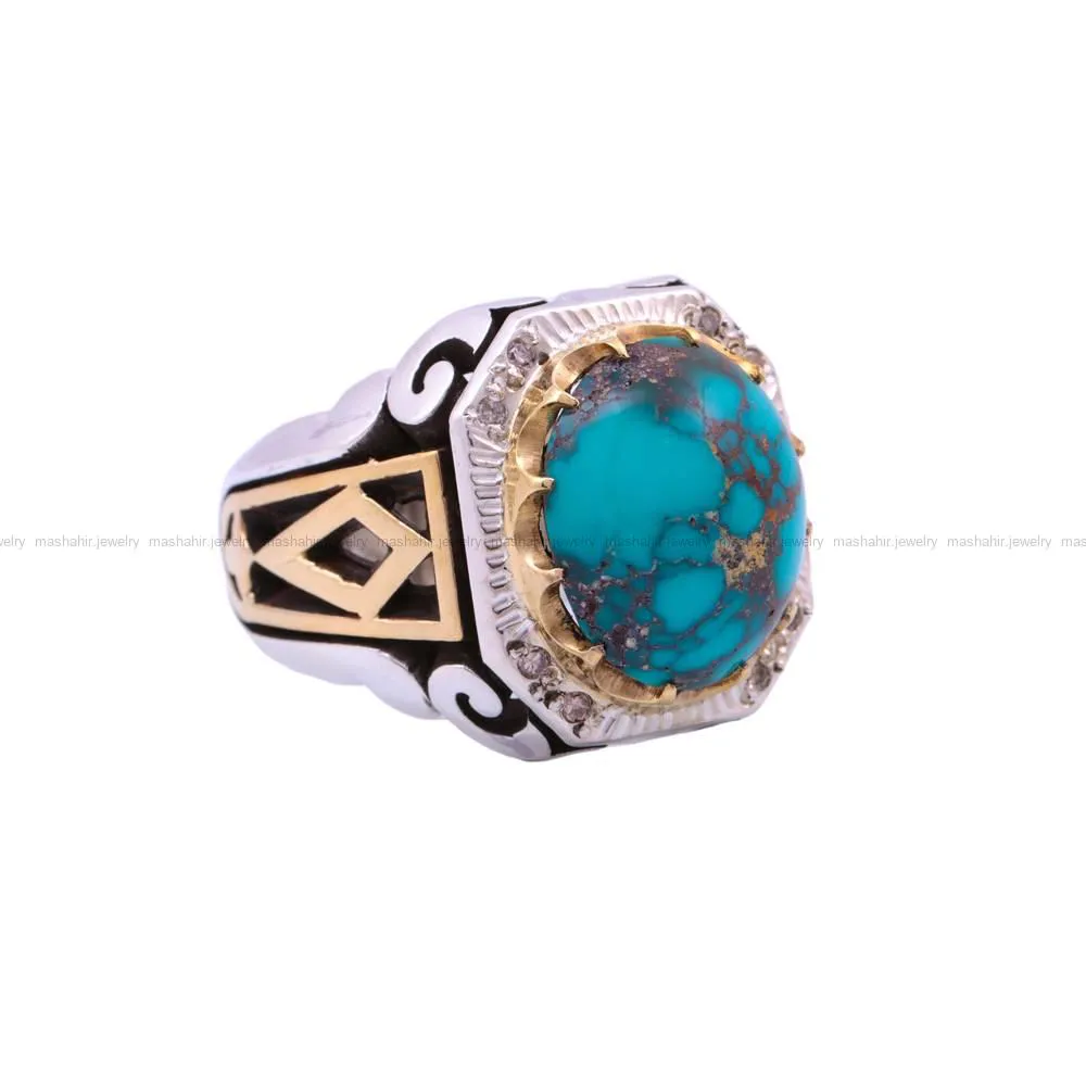 انگشتر فیروزه شجری مردانه کد 228