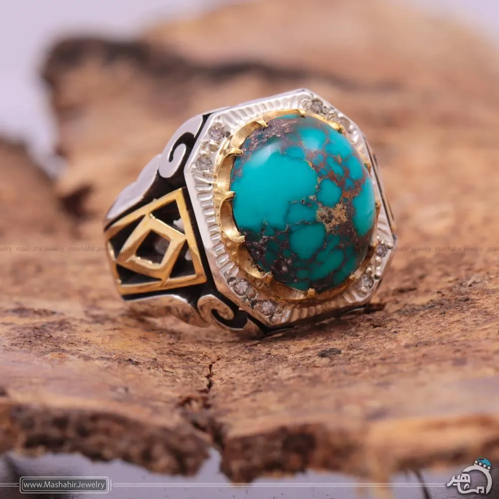 انگشتر فیروزه شجری مردانه کد 228