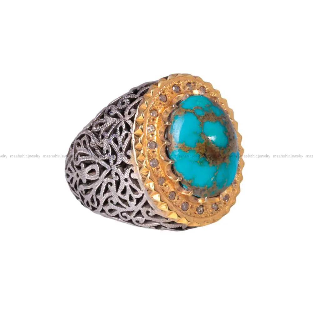 انگشتر فیروزه شجری مردانه کد 258