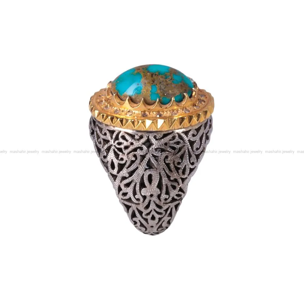 انگشتر فیروزه شجری مردانه کد 258