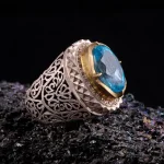 انگشتر توپاز آبی مردانه