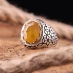 انگشتر ياقوت زرد مردانه کد 301