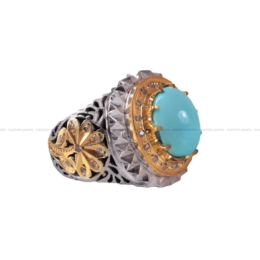 انگشتر فيروزه عجمي مردانه
