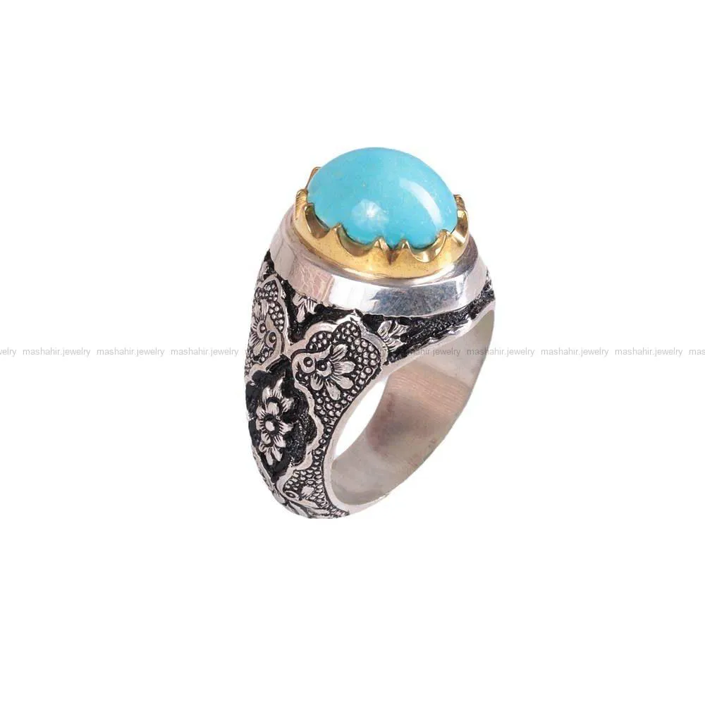 انگشتر فيروزه عجمی مردانه