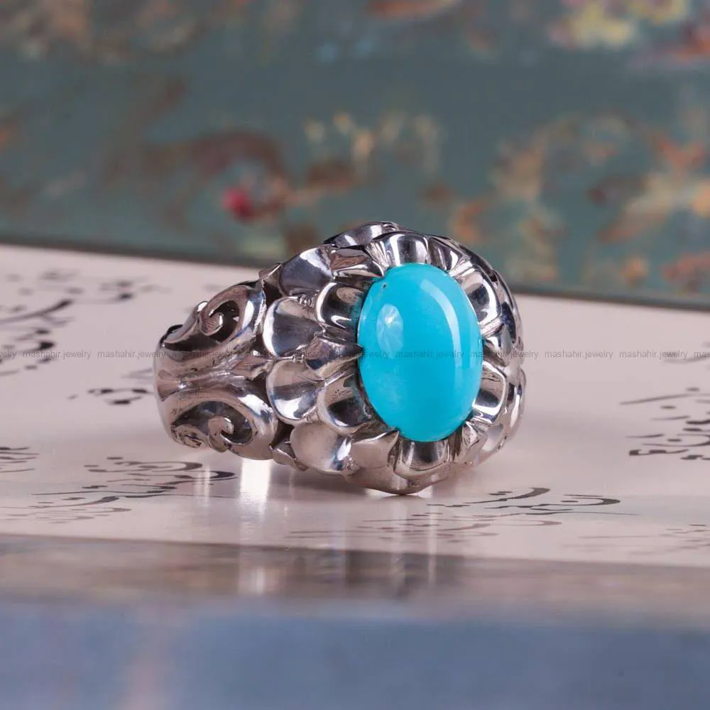 انگشتر فيروزه عجمی مردانه