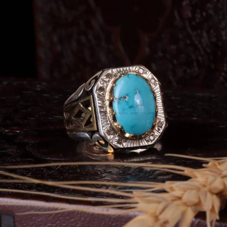 انگشتر فیروزه شجری مردانه کد 401