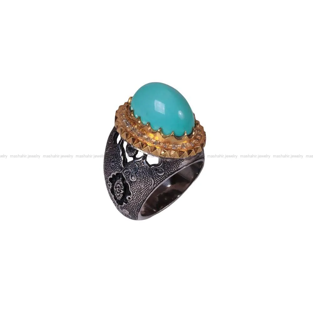 انگشتر فيروزه عجمی مردانه کد 735