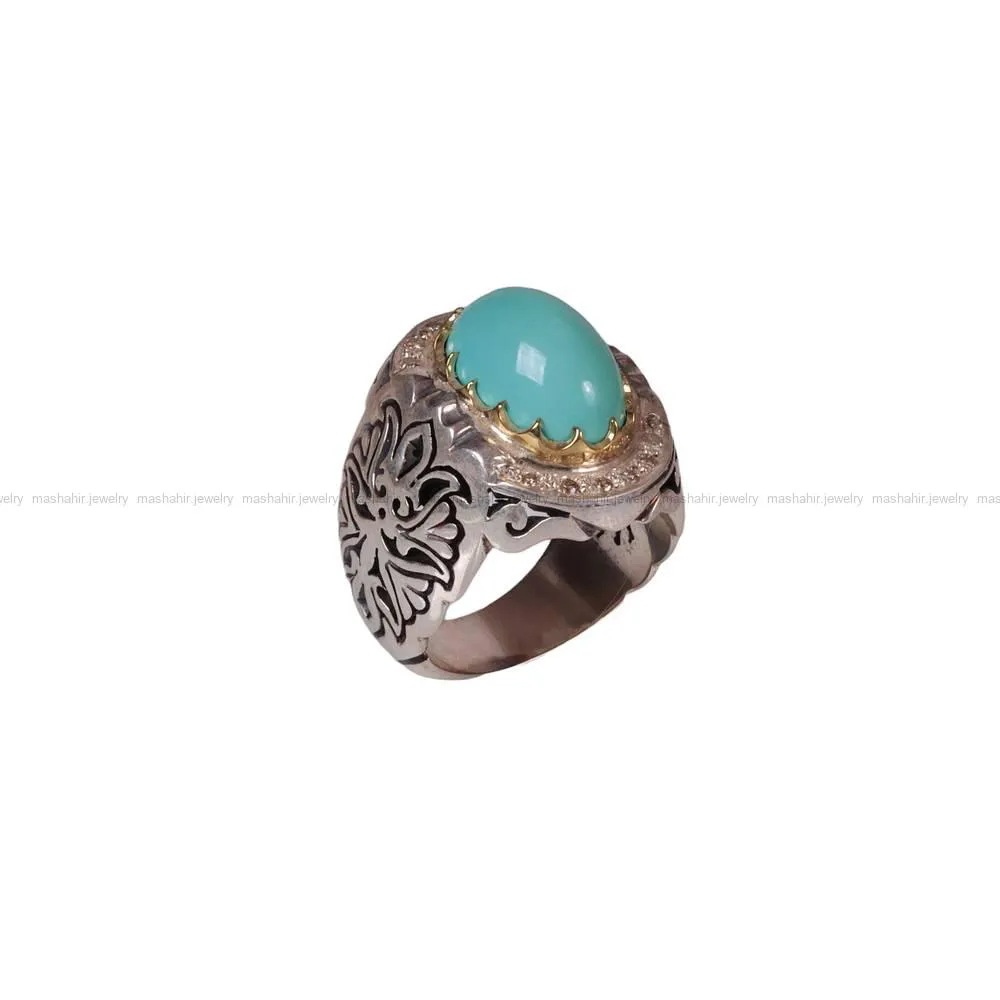 انگشتر فیروزه عجمی مردانه کد 751