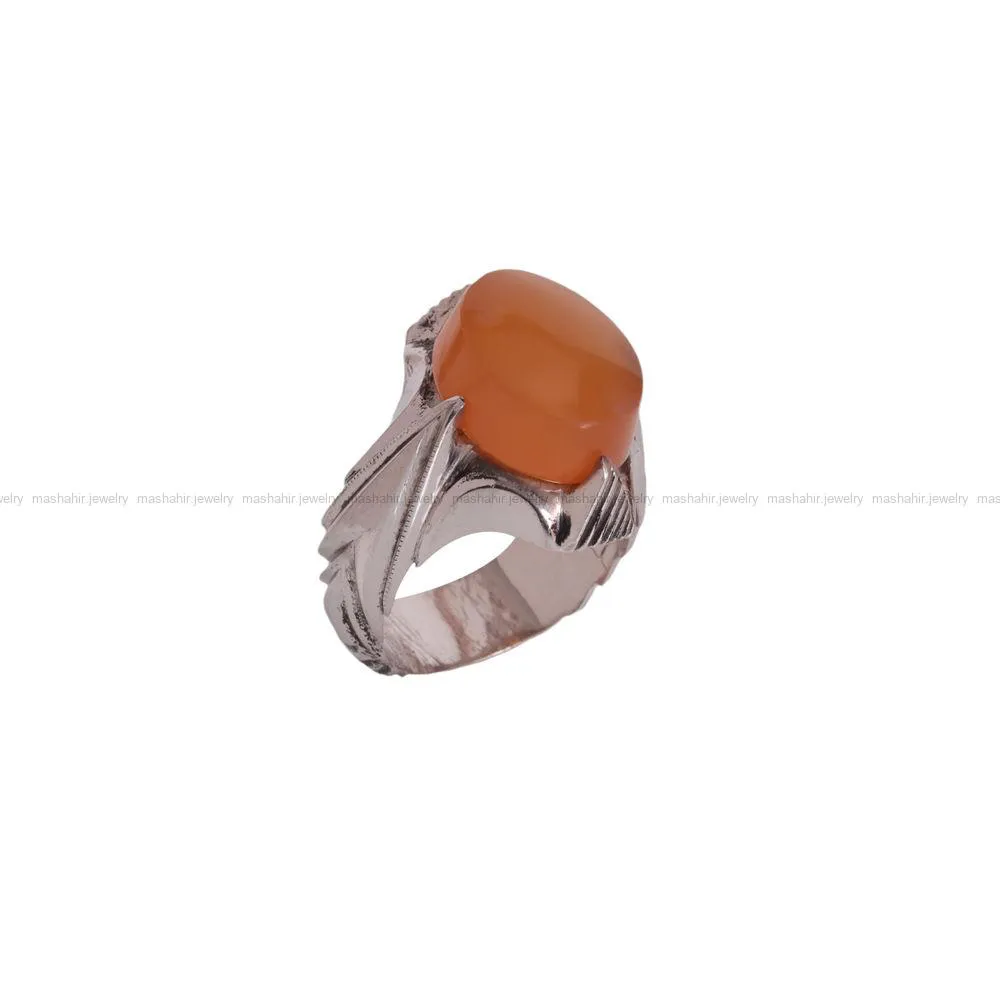 انگشتر عقیق زرد مردانه کد 788